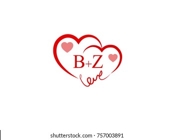 BZ Initial wedding invitation, love logo template vector