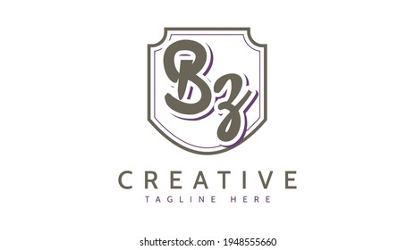 BZ Initials, handwriting logo vector