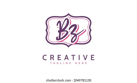 BZ Initials, handwriting logo vector