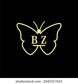 BZ Initials Luxury Butterfly logo Vector illustration