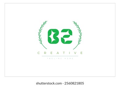 BZ letters eco logo with leaf. Fresh nature and healthy leaf logo design.