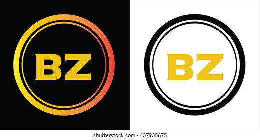 BZ letters icon design template elements in abstract background logo, design identity in circle, alphabet letter
