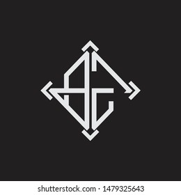 BZ Logo Abstrac letter Monogram with Arrow in every side isolated on black background