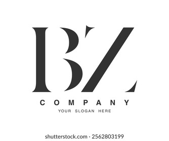 BZ logo design. Initial letter b and z serif font style. Creative classic company name typography. Trendy logotype or identity. Vector illustration.