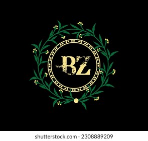 BZ Logo design with unique and simple design., anniversary golden label with ribbon