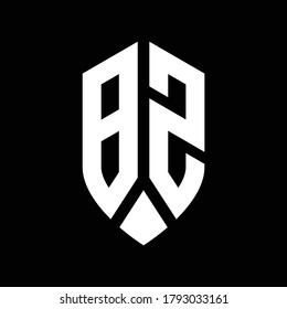 monograma de logotipo bz con plantilla de diseño de estilo de escudo emblemático