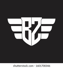 BZ Logo monogram with emblem and wings element design template