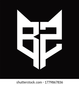 Monograma de logotipo BZ con plantilla de diseño de forma de cabeza de zorro