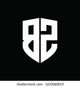 BZ logo monogram with shield shape design template