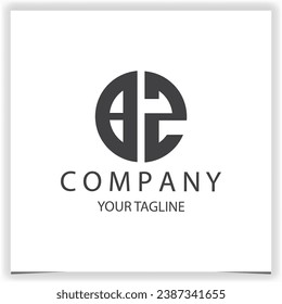 BZ Logo monogram simple and modern circle black colour design template premium elegant vector eps 10