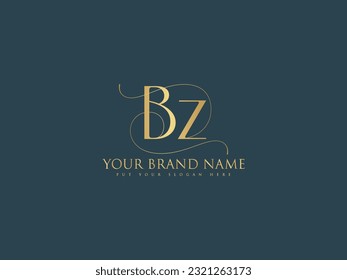 BZ luxuriöse elegante erste typografische Monogramm Symbol mit Buchstaben b und z. Alphabet-Initialen einzeln auf dunklem Hintergrund. Unterschrift-Typ luxuriöse elegante Zeichen und dekorative Schwirl.
