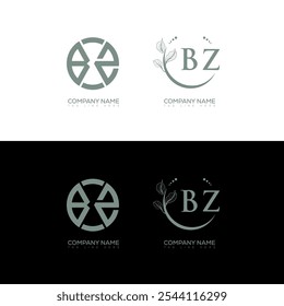 BZ minimalist and classic logo set design. BZ monogram circle shape vector. BZ unique design.
