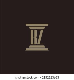 Logotipo inicial del monograma BZ para la firma de abogados con diseño de hitos