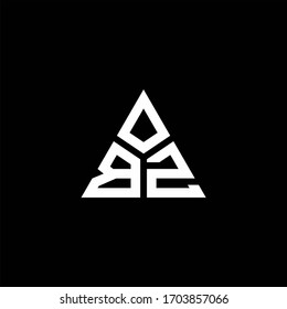 Logotipo BZ monogramo con forma de 3 piezas aislado en plantilla de diseño triangular