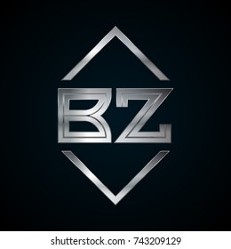 BZ Monogram, Metal Logo, Silver Logo