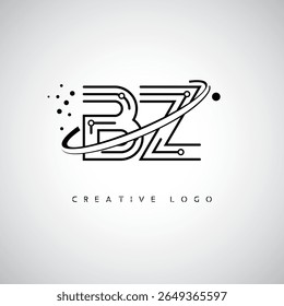 BZ Orbit Monogram Logo - Futuristic Minimal Letter mark with Circular Line Art, Tech-Inspired Dots and Space Motion Concept for Modern Branding Identity (Logotipo de Monograma de Órbita BZ - Marca de Letra Mínima Futurista com Linha de Arte Circular, Pontos Inspirados na Tecnologia e Conceito de Movimento Espacial para Identidade de Marca Moderna)