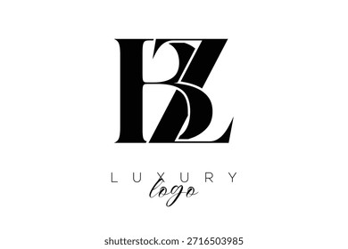 BZ Serif Letter Monogram Typography Logo for Elegant Premium Branding Identity