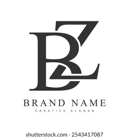 BZ trendy logotype template. Initial letter b and z classic font style. Creative logo for company name or identity. Vector illustration.