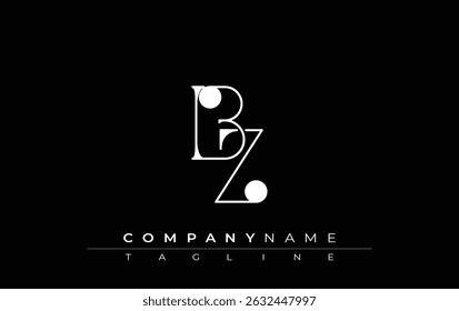 BZ Typography Logo Design. Stylish monogram design depiction featuring the letters B and Z combined in an artistic signature style, delivering a unique and creative visual representation.