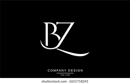 BZ, ZB, B, Z, Abstract Letters Logo Monogram design Font Icon Vector