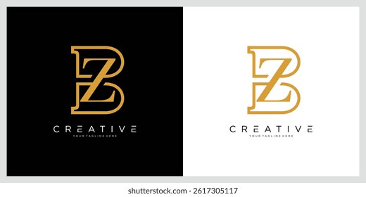 BZ or ZB initial letter logo design vector