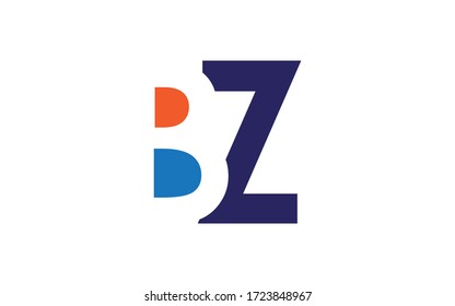 Diseño inicial de logotipo BZ o ZB, plantilla de vectores