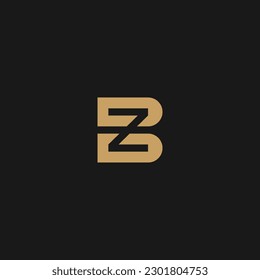 Logotipo de monograma BZ o ZB en estilo contemporáneo con color dorado.