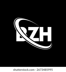 BZH-Logo. Logo-Design für BZH-Buchstaben. Initialen BZH-Logo mit Kreis und Großbuchstaben-Monogramm-Logo verbunden. BZH Typografie für Technologie, Business und Immobilien Marke.