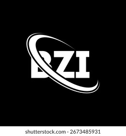 Logotipo da BZI. Design do logotipo da letra BZI. Logótipo inicial BZI ligado com círculo e monograma maiúsculo. Tipografia BZI para marca de tecnologia, negócios e imóveis.