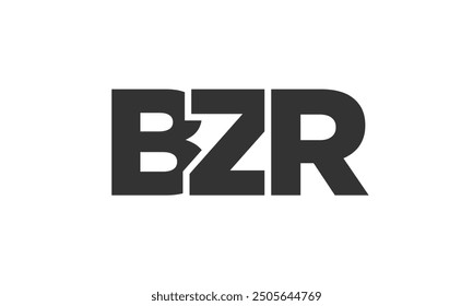 BZR logo design template with strong and modern bold text. Initial based vector logotype featuring simple and minimal typography. Trendy company identity ideal for businesses brand presence.