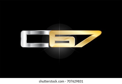 C 67 gold glitter glittering letter and number combination of a logo with metallic texture