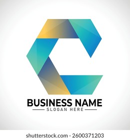 C abstract letter logo design template
