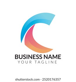 C abstract modern minimalist typography 3c colorful letter logo design template