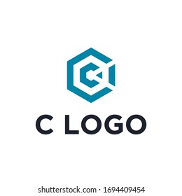 c abstract monoline and elegant logo