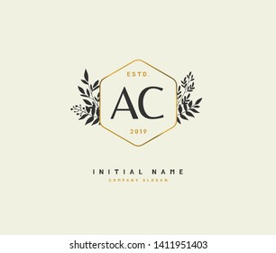 A C AC Beauty vector initial logo, handwriting logo of initial wedding, fashion, jewerly, heraldic, boutique, floral and botanical with creative template for any company or business.