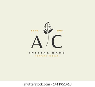 A C AC Beauty vector initial logo, handwriting logo of initial wedding, fashion, jewerly, heraldic, boutique, floral and botanical with creative template for any company or business.