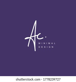 A C AC Initial handwriting or handwritten logo for identity. Logo with signature and hand drawn style.