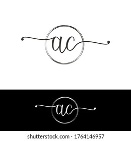 A C AC Initial handwriting logo vector. Hand lettering for designs