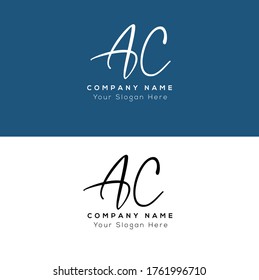  A C AC Initial letter handwriting and signature logo.	