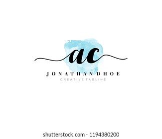 A C AC Initial watercolor logo on white background. Logo template vector