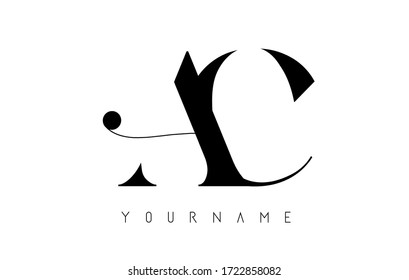 A C AC Initials Letters Logo design vector template with a minimalist design and black dot details vector illustration.

