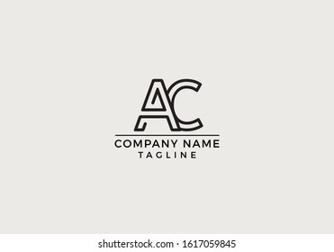 A C AC Logo Letter Icon Creative Minimal Design with Black and White Color in Vector Editable File.