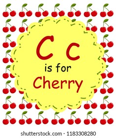 C alphabet is for Cherry fruits coloring colorful for childreen vector illustration design - worksheet for kindergarten