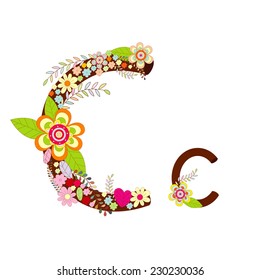 C Alphabet Flowers Vector