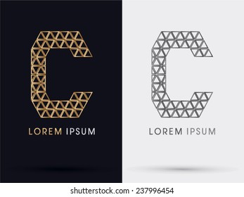 C alphabet font from Gold triangle, logo, symbol, icon, graphic, vector .