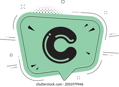 C - Alphabet with a green retro speech balloon.