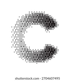 C alphabet halftone dotted effect logo icon vector illustration eps