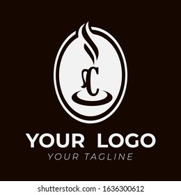 C ALPHABET INITIAL CIRCLE COFFEE LOGO TEMPLATE