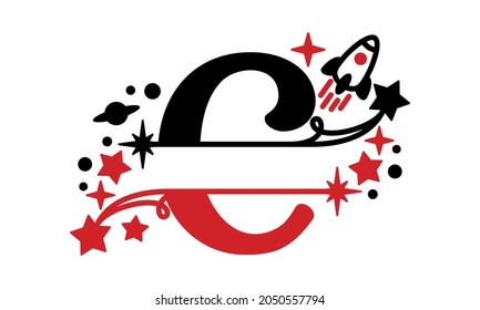 C Alphabet kids split space abstract monogram vector logo template