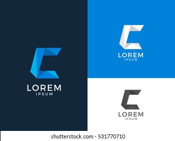 C Alphabet Letter Creative Polygonal Abstract vector logo